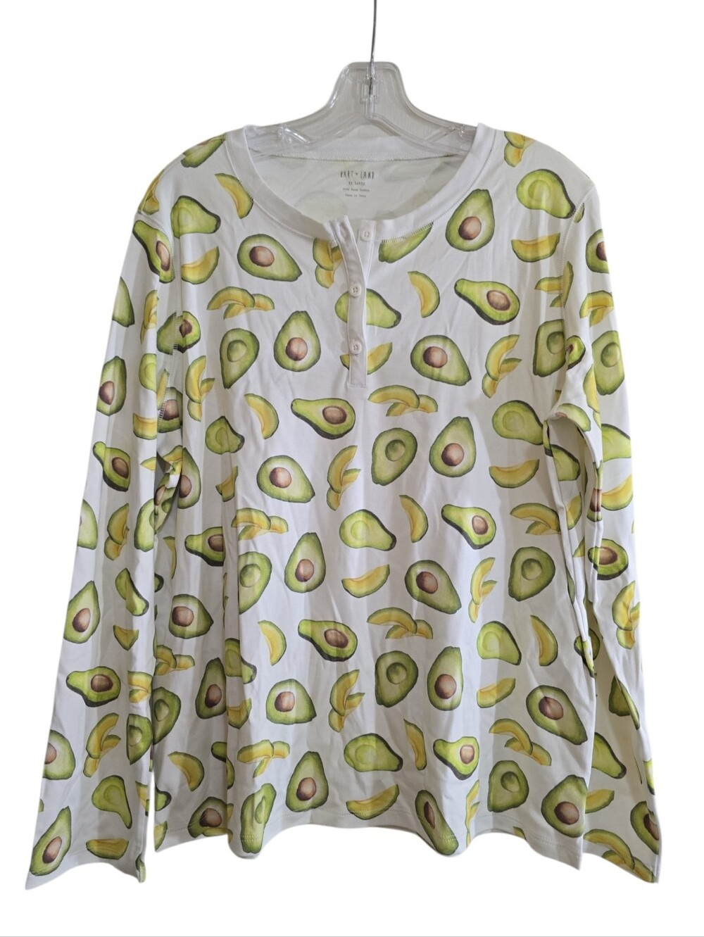 Hart + Land Avocado Novelty Print Pajama Henley Top XXL Pima Cotton - Picture 2 of 7